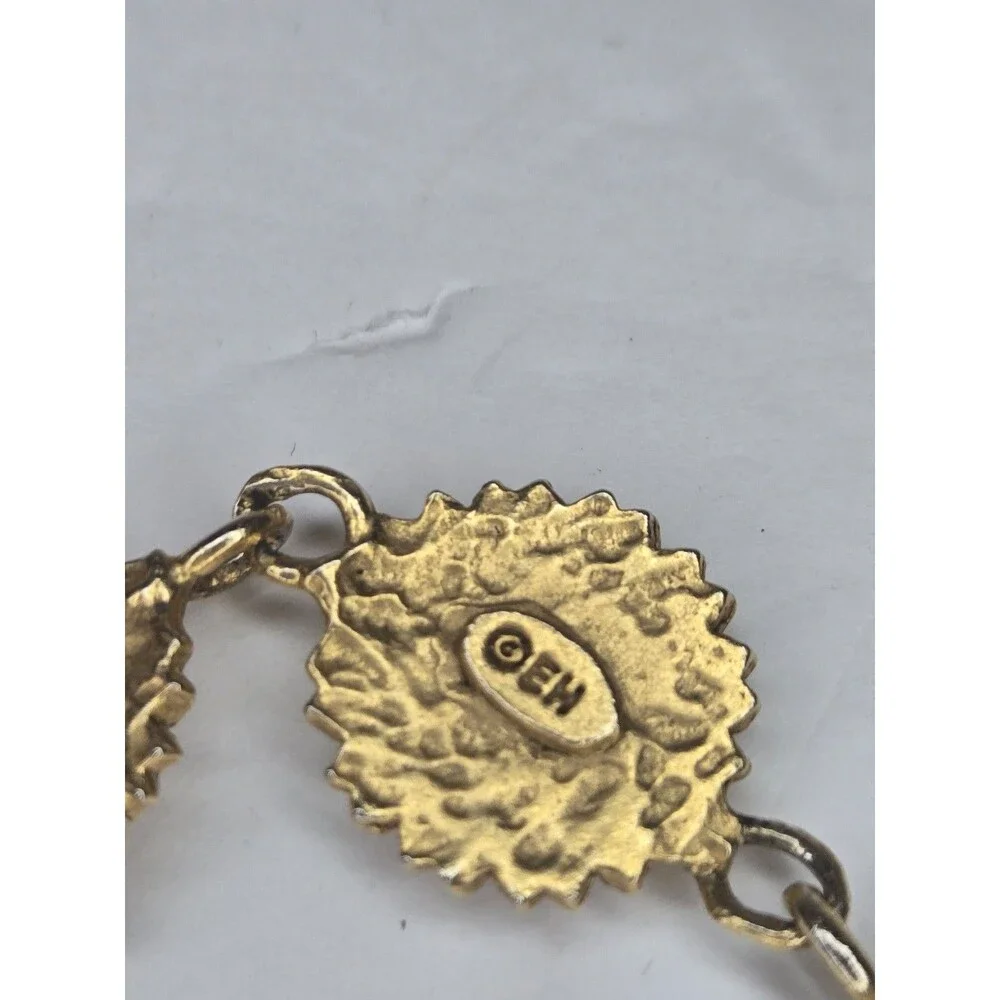 Eivind Hillestad Three Sunflowers Necklace Gold Tone on Cord